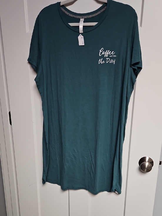 Cacique Tops - Cacique Teal 'Coffee of the Day' Short Sleeve Tee